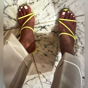 NEW Schutz Neon Yellow Kitten Heel Sandals